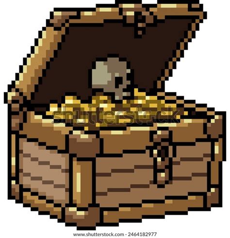 Pixel Art Pirate Treasure Chest Isolated Stock Vector (Royalty Free ...