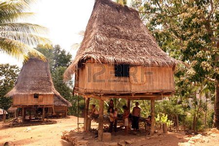 A traditional house in Lospalos in East Timor on the island of.. East ...