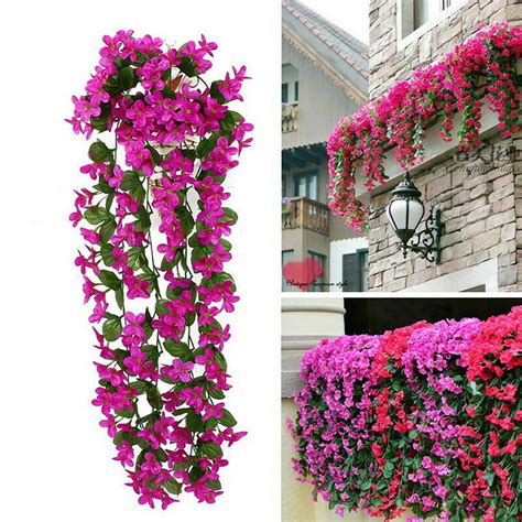 Artificial Violet Hanging Flowers Vines Plants Home Garden Indoor ...