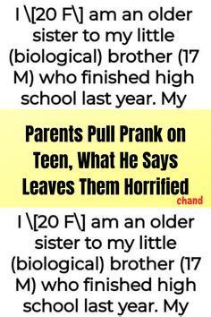 Parents pull prank on teen what he says leaves them horrified – Artofit