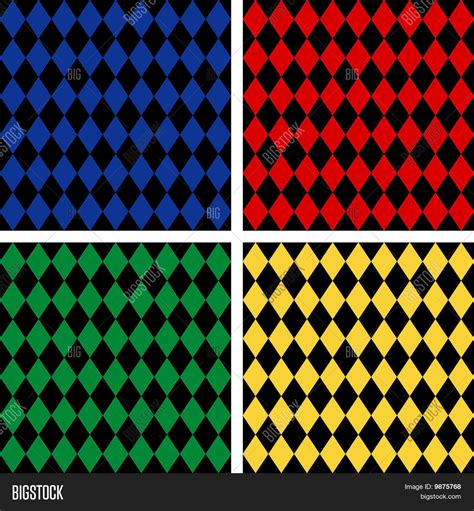 Seamless Harlequin Pattern, Black Vector & Photo | Bigstock