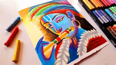 Part 1|| Krishna drawing with oil pastel, Easy krishna drawing, Krishna ...