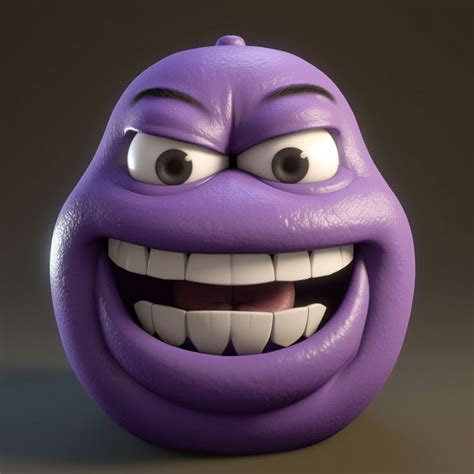 a purple ball with an evil smile on it's face