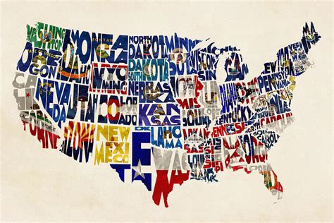 United States Flags Map Painting by Inspirowl Design