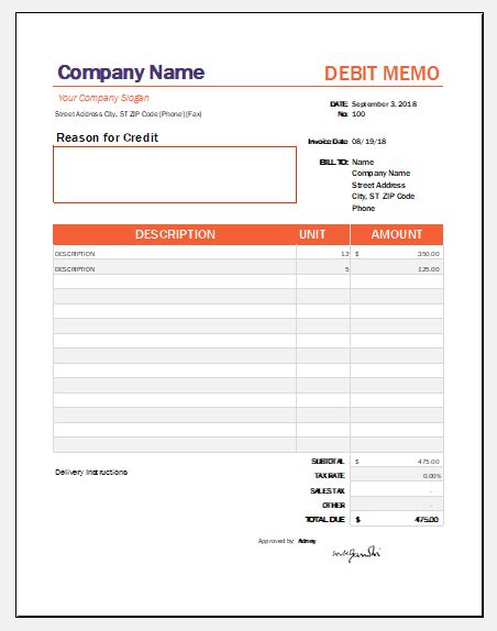 Free Debit Note Template - PRINTABLE TEMPLATES