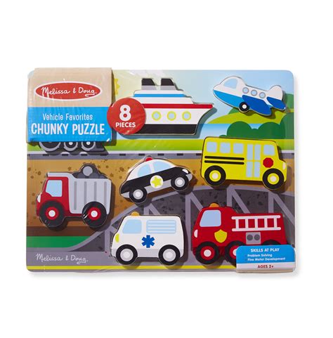 Melissa & Doug Wooden 8-Piece Vehicle Favorites Chunky Puzzle - Walmart ...