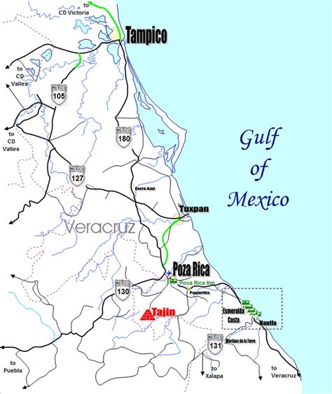 Mapa Central Gulf Coast Poza Rica to Veracruz Mexico