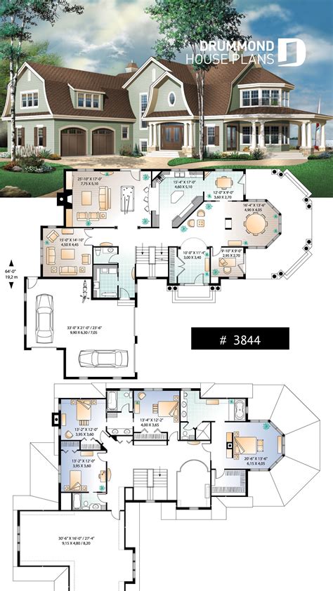 Lakefront 4 5 6 Bedroom House Plan 3 Car Garage Large | House plans ...