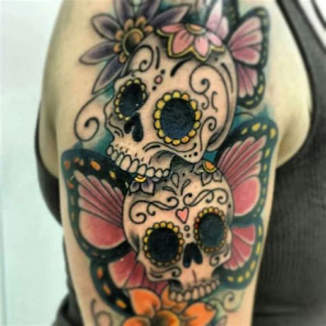 Sugar Skull butterfly tattoo | Skull butterfly tattoo, Mexican skull ...