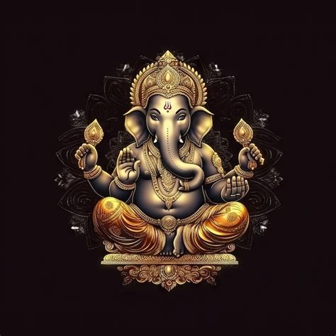 Premium Photo | Ganesha shining realistic spiritual black background