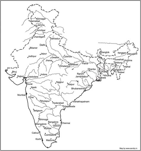 Blank Map Of India With Rivers