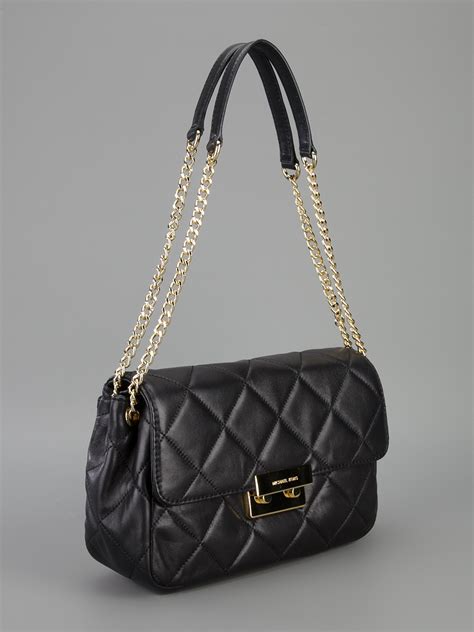 Lyst - Michael michael kors Quilted Chain Shoulder Bag in Black