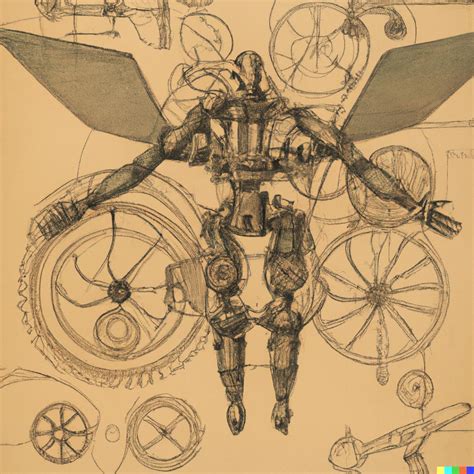 Leonardo Da Vinci drawing of the detailed anatomy of a robot : r/dalle2