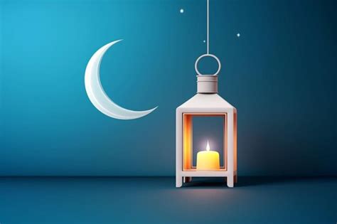 Premium AI Image | A lantern with a candle and a moon on the background