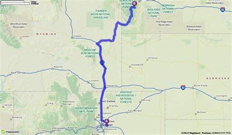 Driving Directions from Denver, Colorado 80249 to Mount Rushmore in ...