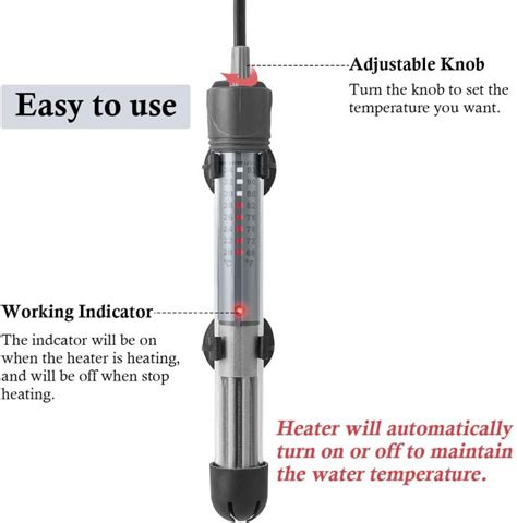 HITOP 25/50/100/200/300W Adjustable Aquarium Heater, Submersible Fish ...