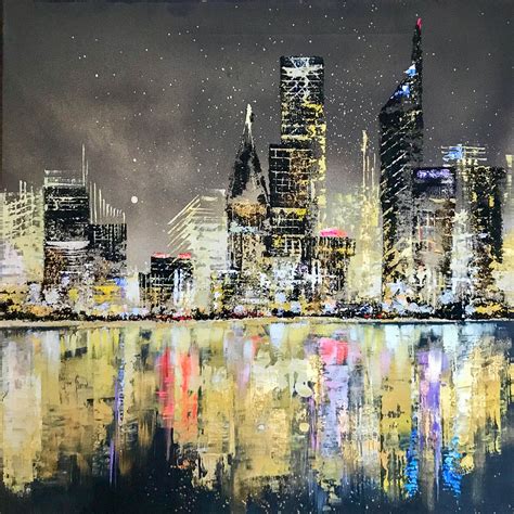 Night City #1, Acrylic Painting, Canvas 60 x 50 cm (24 x 20 in) | Olga ...