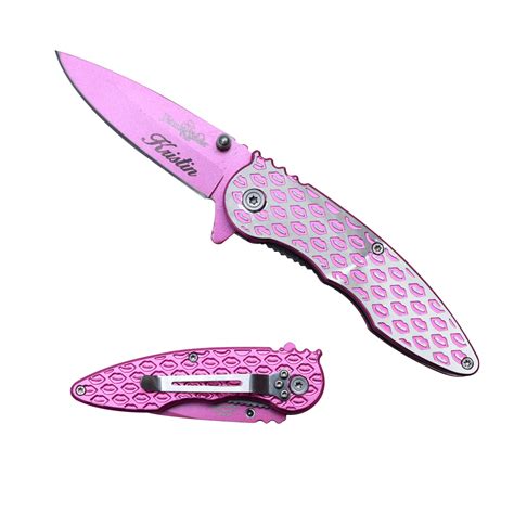 Pink Pocket Knife with Engraved Blade Personalized Pink