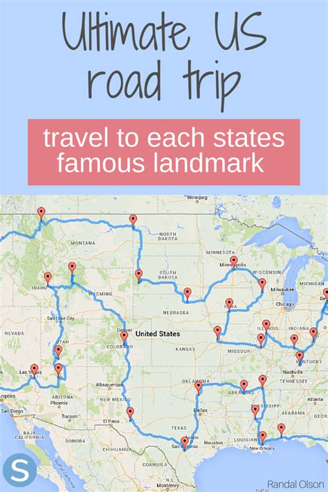 Road Trip Across United States Map