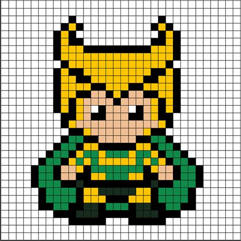 Patrones Hama Beads de Loki (Avengers) | 【 Pixel Real