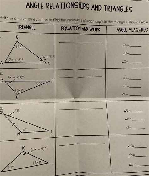 angle relationships and triangles unit: plane geometry & similarity ...