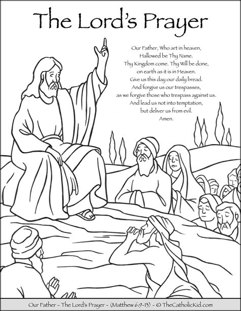 The Lord's Prayer - Our Father Prayer Coloring Page - TheCatholicKid.com