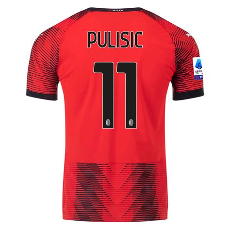 Puma AC Milan Christian Pulisic Authentic Home Jersey w/ Serie A Patch ...