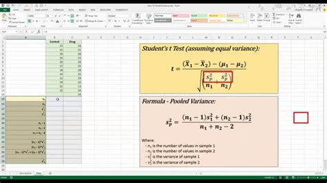 Pooled Variance Formula Excel