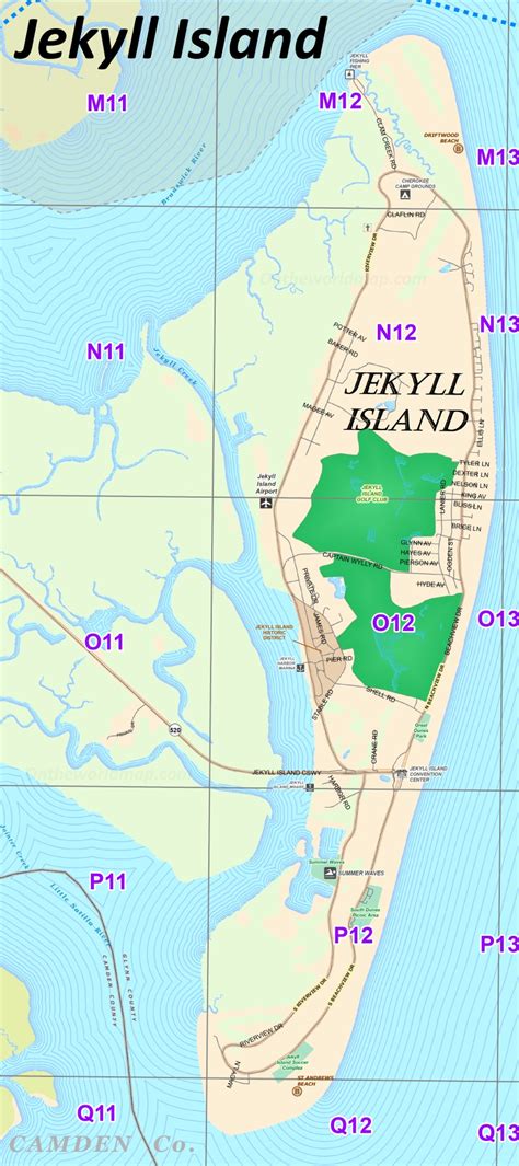 Jekyll Island Road Map - Ontheworldmap.com