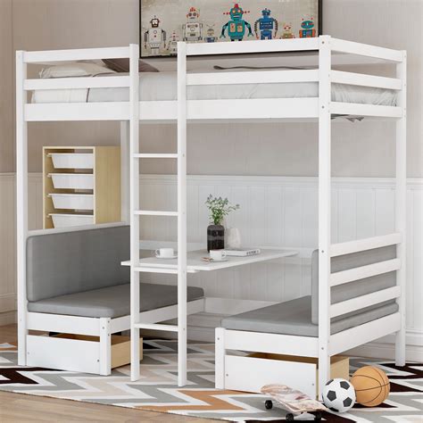 EUROCO Solid Wood Convertible Twin Bunk Bed for Child Room - Walmart.com