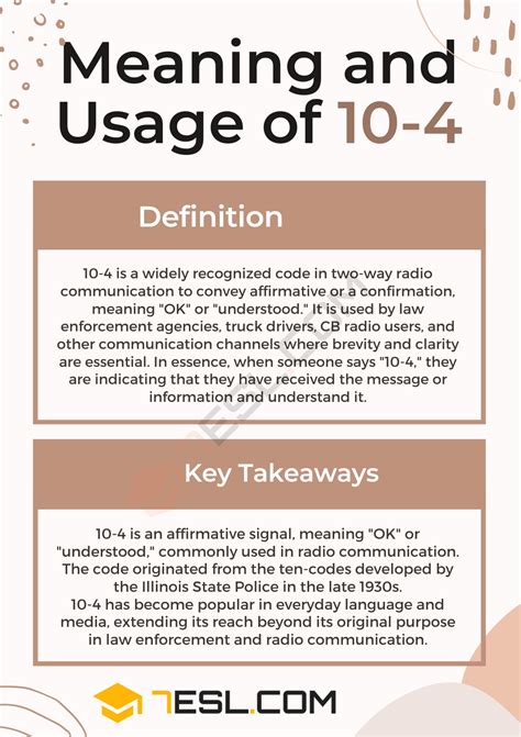 10-4 Meaning: What Does "10-4" Mean? • 7ESL