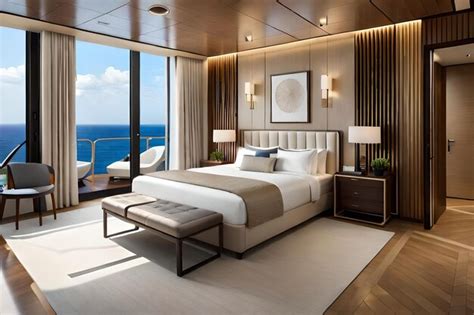 Premium Photo | A bedroom with a view of the ocean