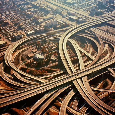 Premium AI Image | An aerial view of a highway intersection with a ...