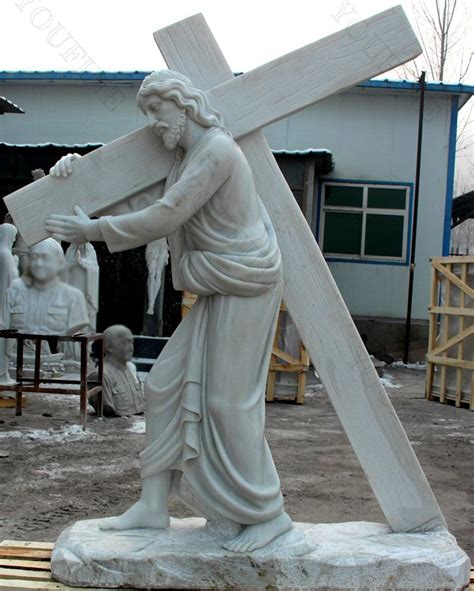 Church Marble Sculptures Jesus Christ Carrying A Cross Statue for Sale ...