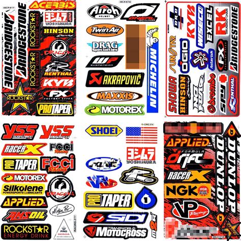 Buy 6 SHEETS NEW MULTI LOGO CAR MOTOCROSS ATV ENDURO BIKE RACE RACING ...