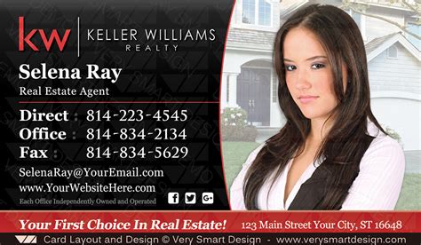 Keller Williams Real Estate Agent Business Cards for KW Agents 11B Red ...