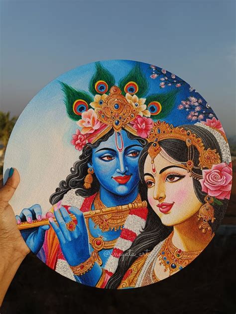 Radha Krishna Acrylic painting in 2024 | Hand painting art, Small ...