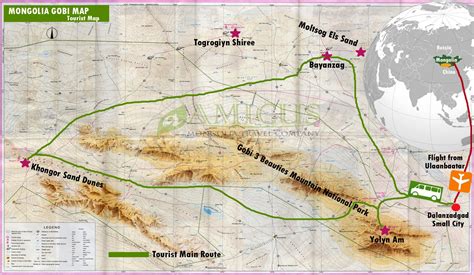 Mongolia Gobi Desert Map | Amicus Travel Mongolia