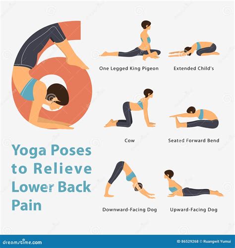 A Set of Yoga Postures Female Figures for Infographic 6 Yoga Poses To ...