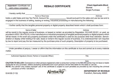 Certificate of Resale | Certificate Of