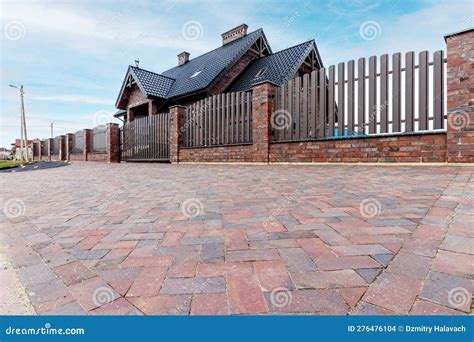 Parking in Front of a Private House, Made of Decorative Stone in the ...