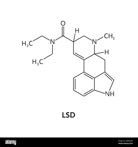 LSD drug molecule formula and chemical structure, synthetic or organic ...