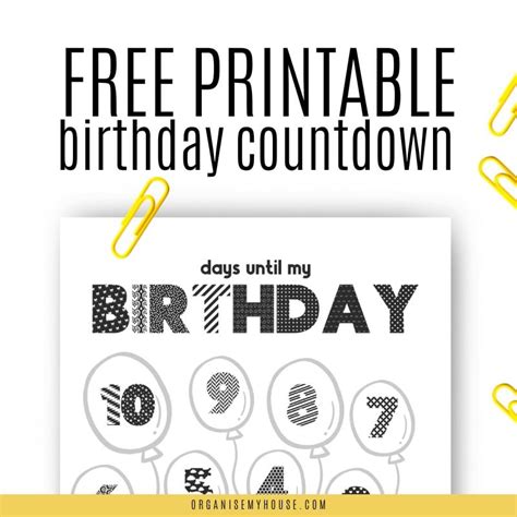 Free Kids Printable Birthday Countdown Calendar They'll Love