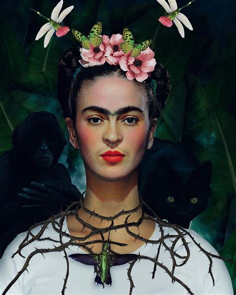 Frida Kahlo Self Portrait with Thorn Necklace and Hummingbird ...