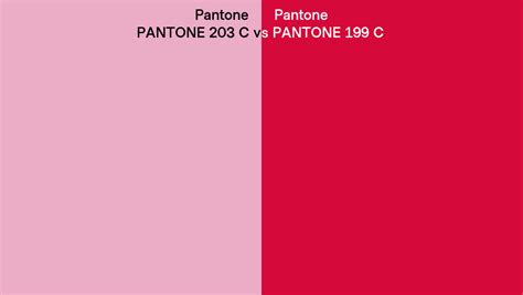 Pantone 203 C vs PANTONE 199 C side by side comparison