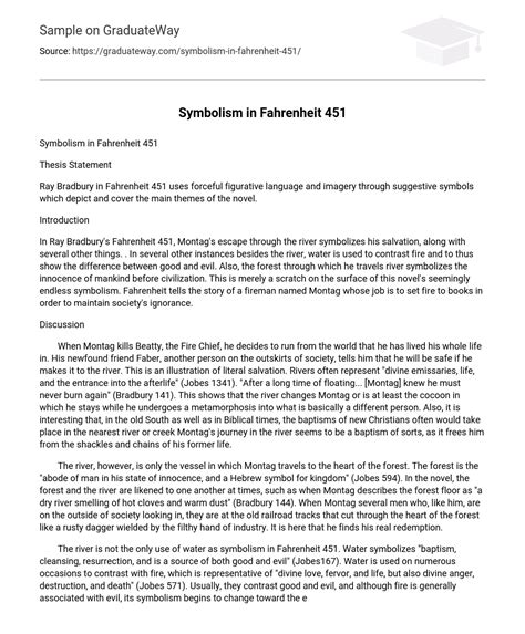 ⇉Symbolism in Fahrenheit 451 Analysis Essay Example | GraduateWay