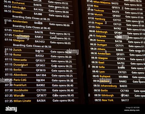 Departure Board, Terminal 5, Heathrow airport, London, England Stock ...