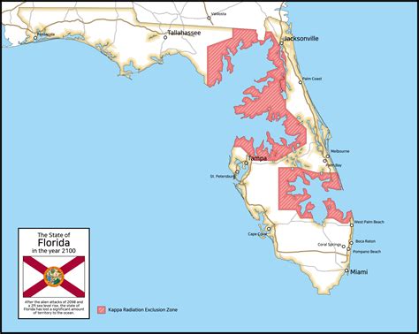 Map of Florida in 2100, after a 2ft sea level rise and an alien attack ...