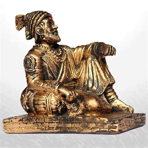 Buy S2S Shivaji Maharaj Statue GOLD (FREE with Pearl Bead Small Garland ...