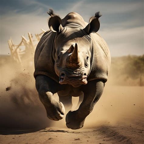 Premium Photo | Rhinoceros running Wildlife